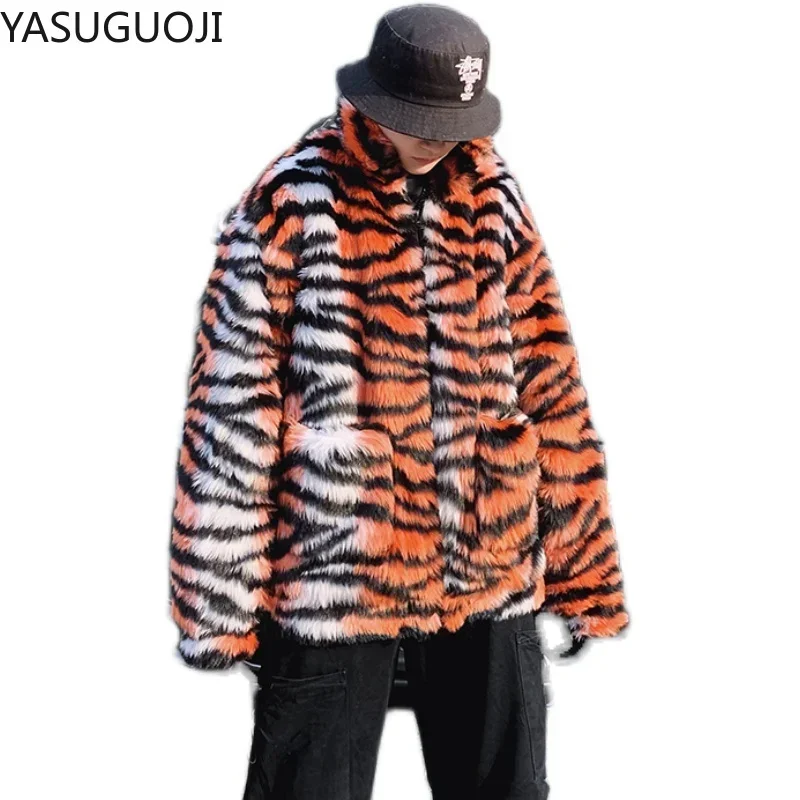 YASUGUOJI Winter Men Faux Fur Tiger Pattern Coat Jacket Male Fashion Loose Warm Coat Male Streetwear Thicken Outwear Oversize
YASUGUOJI Winter Men Faux Fur Tiger Pattern Coat Jacket Male Fashion Loose Warm Coat Male Streetwear Thicken Outwear Oversize