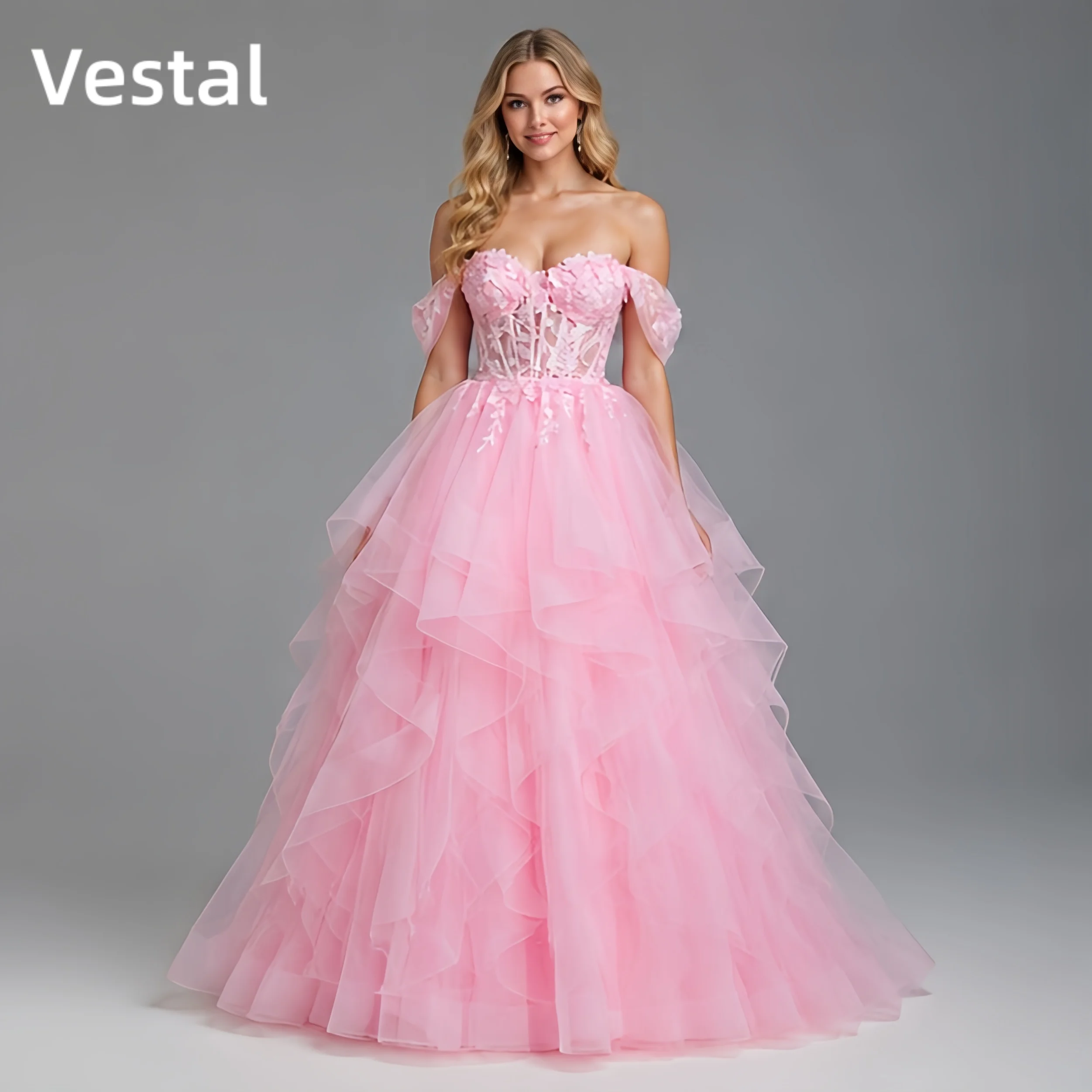 Pink Off Shoulder Prom Dress Tulle Ball Gown Appliques Formal Evening Dress for Women Birthday Party Wedding Guest Customized
Pink Off Shoulder Prom Dress Tulle Ball Gown Appliques Formal Evening Dress for Women Birthday Party Wedding Guest Customized