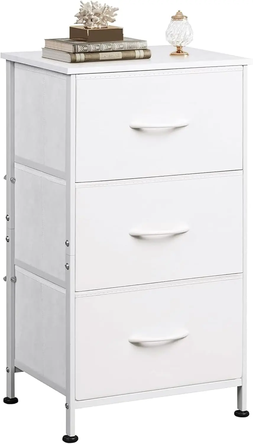 Nightstand with 3 Drawers, Fabric Dresser, Organizer Unit, Storage Dresser for Bedroom, Hallway, Entryway, Closets, Sturdy Steel Frame, Wood Top, Easy Pull Handle, White
Nightstand with 3 Drawers, Fabric Dresser, Organizer Unit, Storage Dresser for Bedroom, Hallway, Entryway, Closets, Sturdy Steel Frame, Wood Top, Easy Pull Handle, White