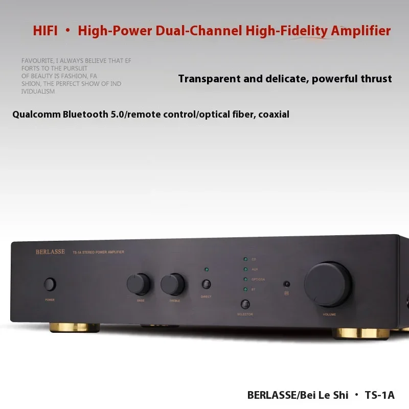 BERLASSE TS-1A HIFI Мощный двухканальный стереоусилитель для дома 160 Вт*2 с Bluetooth 5.0, пультом ДУ и двойным кольцевым трансформатором
BERLASSE TS-1A HIFI Мощный двухканальный стереоусилитель для дома 160 Вт*2 с Bluetooth 5.0, пультом ДУ и двойным кольцевым трансформатором