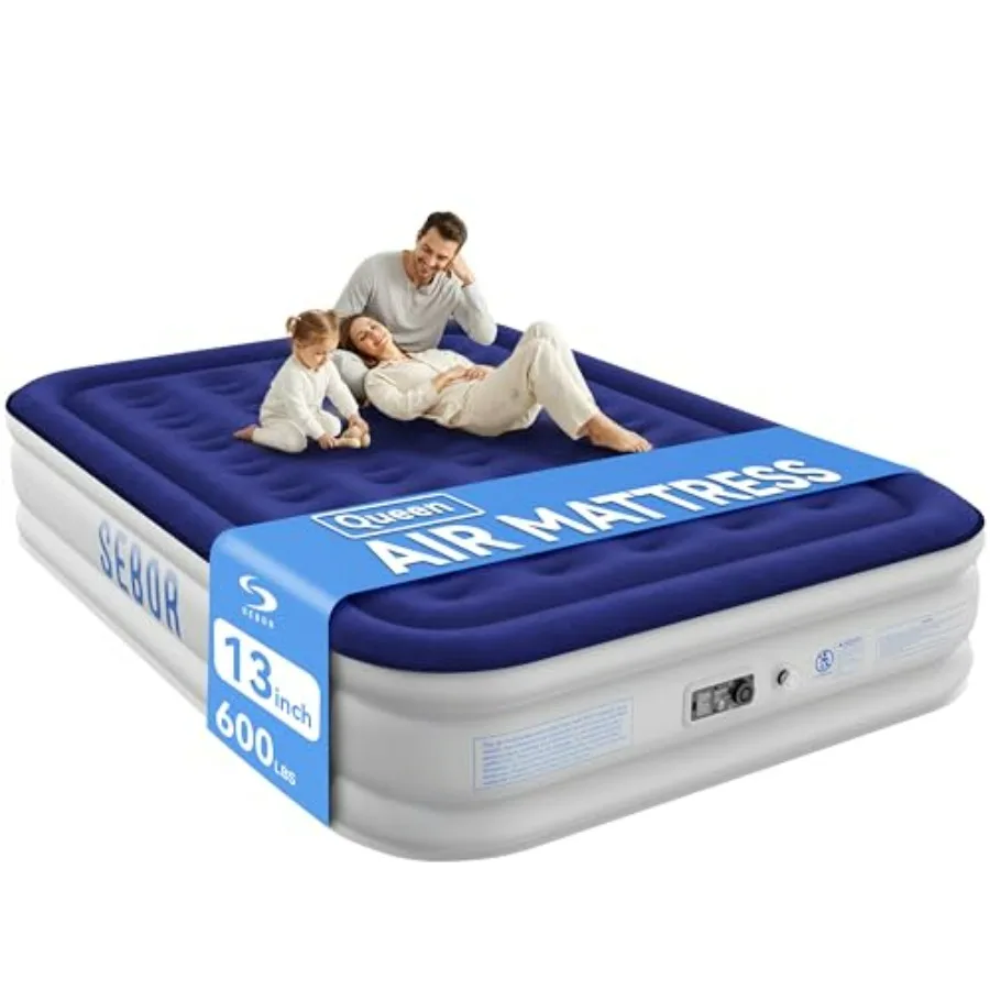 Queen air mattress with built-in high-speed pump, 13-inch height, durable PVC material, gray color, self-inflating for guests,
Queen air mattress with built-in high-speed pump, 13-inch height, durable PVC material, gray color, self-inflating for guests,