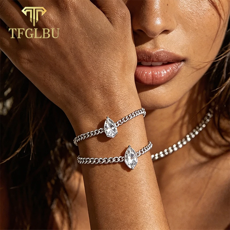 TFGLBU 1/2/3ct Moissanite Marquise/Pear Cut Chain For Men Women S925 Silver Bracelet GRA Pulseras Classic Fine Jewelry Gift
TFGLBU 1/2/3ct Moissanite Marquise/Pear Cut Chain For Men Women S925 Silver Bracelet GRA Pulseras Classic Fine Jewelry Gift