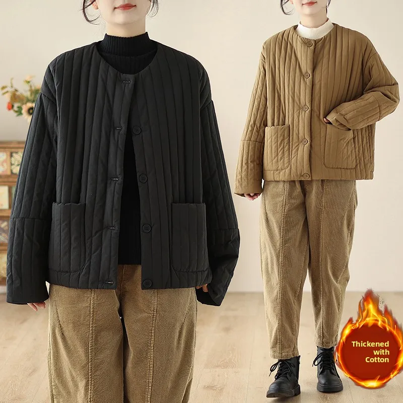 Retro round Ne Thiened Cotton Jaet Women's Winter New Sle Korean Loose Slimming Outerwear Pure Color Single Button
Retro round Ne Thiened Cotton Jaet Women's Winter New Sle Korean Loose Slimming Outerwear Pure Color Single Button