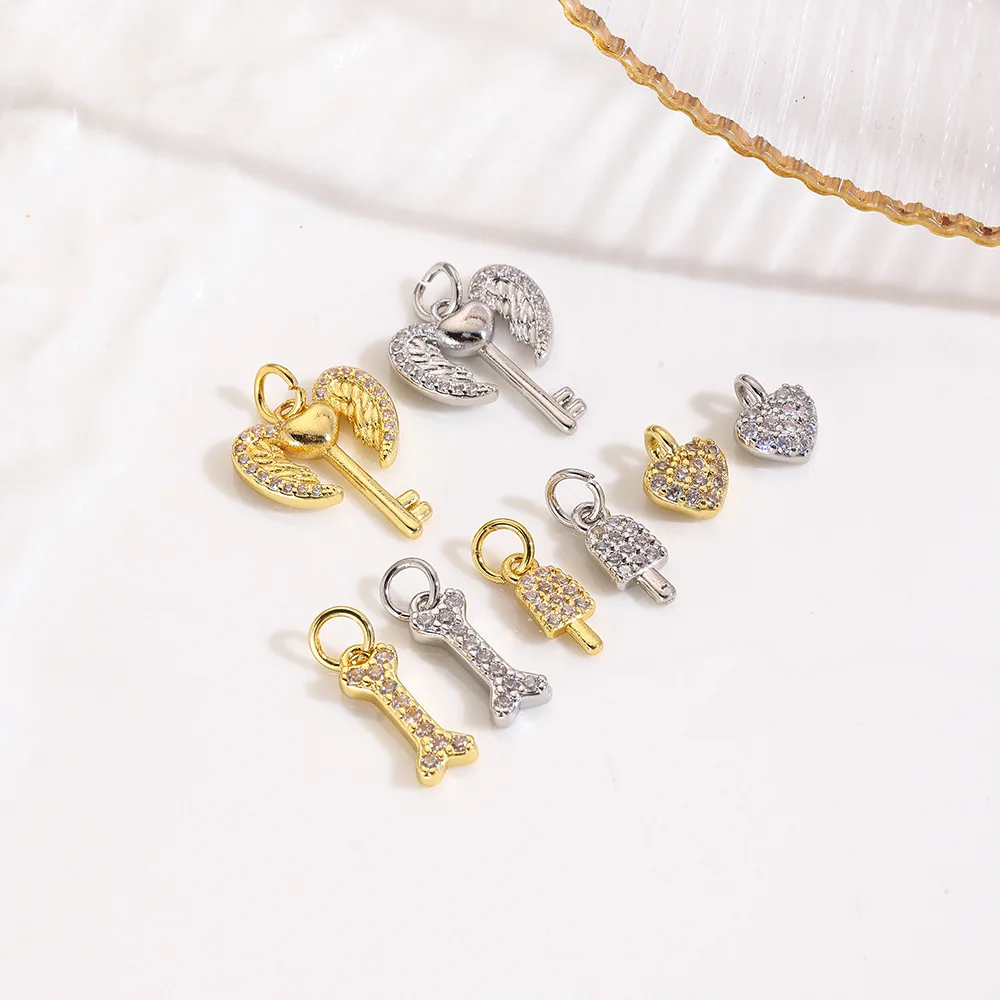 10Pcs exquisite and small bones angel wings love key ice cream pendant bracelet necklace DIY jewelry accessories material
10Pcs exquisite and small bones angel wings love key ice cream pendant bracelet necklace DIY jewelry accessories material