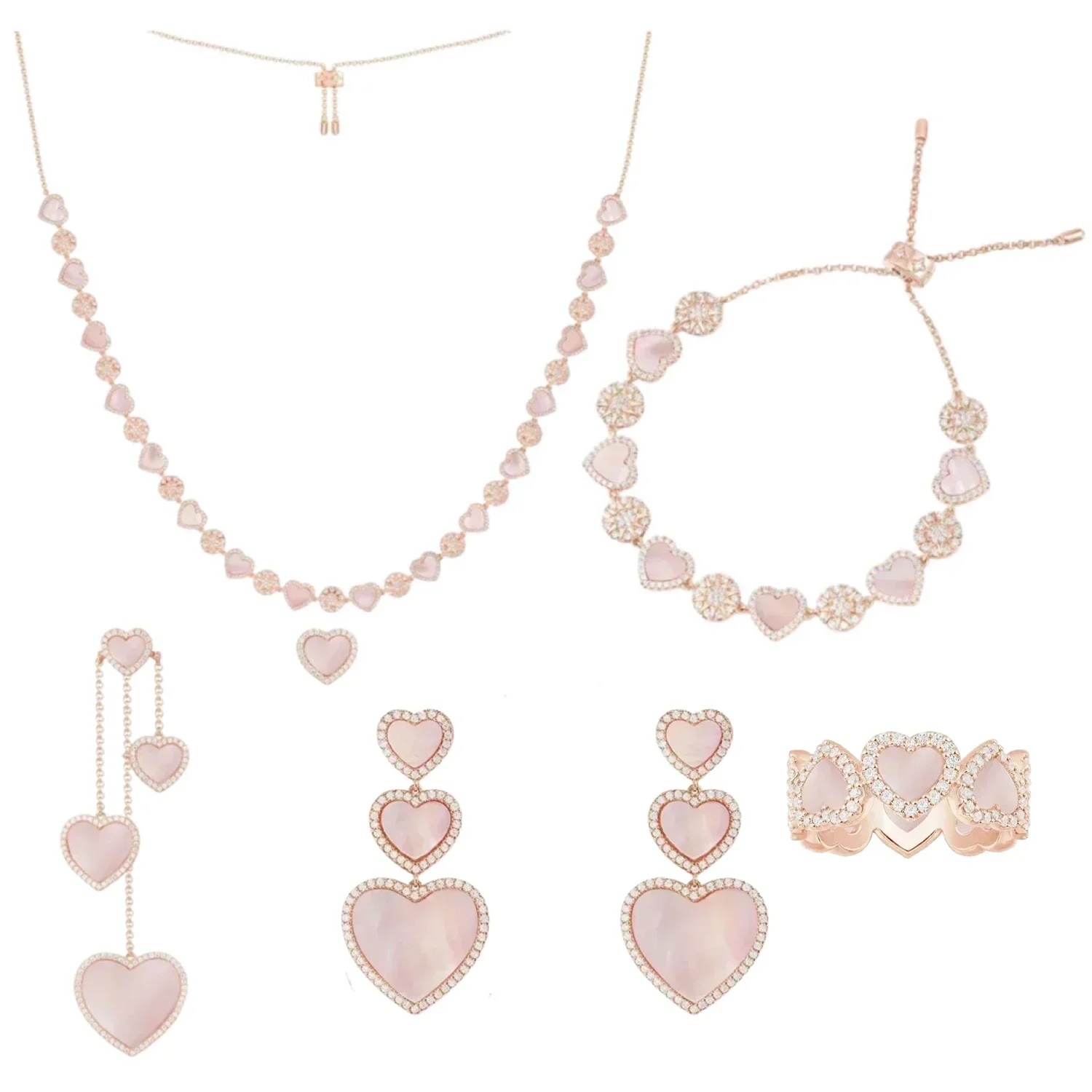 CY pink heart-shaped mother-of-pearl series necklace, bracelet, earrings and ring are suitable for gifts, parties and business
CY pink heart-shaped mother-of-pearl series necklace, bracelet, earrings and ring are suitable for gifts, parties and business