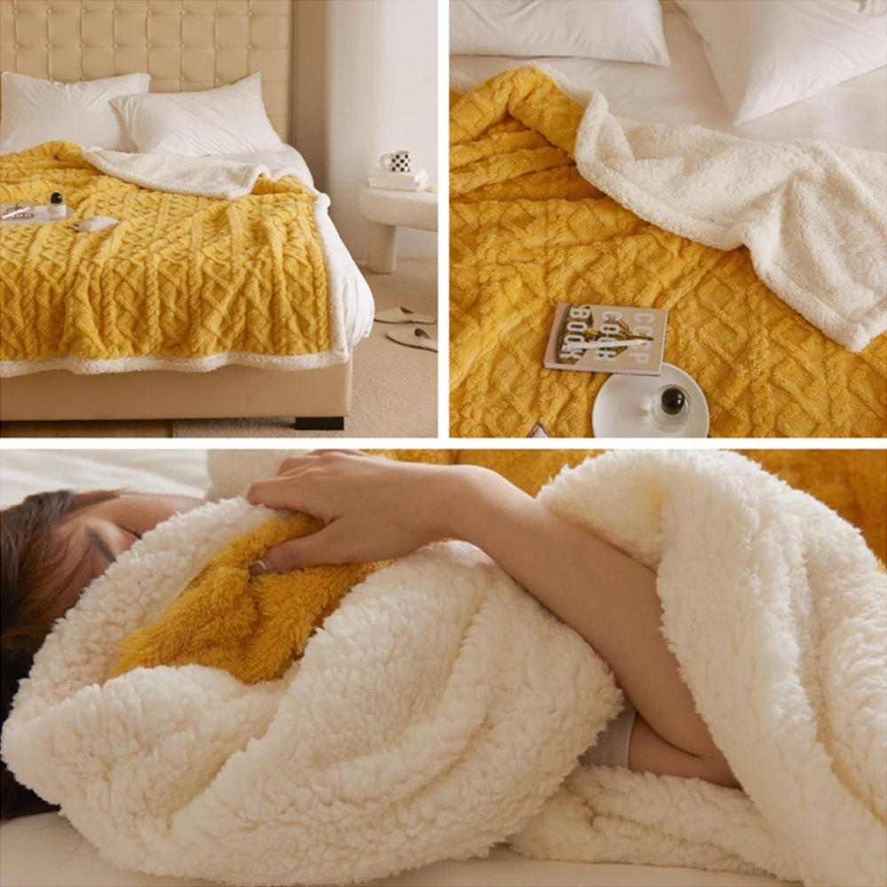 New Solid Color Cotton Tiled Carpet Double sided Lamb Blanket Flannel Quit Coral Fleece Thickened Office Warm Nap Cover for Gift
New Solid Color Cotton Tiled Carpet Double sided Lamb Blanket Flannel Quit Coral Fleece Thickened Office Warm Nap Cover for Gift