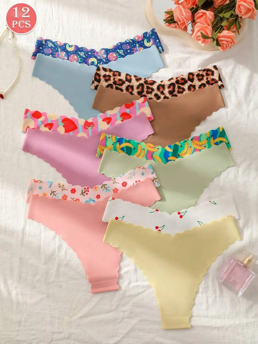 12pcs Women Scalloped Seamless Hipster Briefs Breathable Stretchy Printed Panties Daily Wear
12pcs Women Scalloped Seamless Hipster Briefs Breathable Stretchy Printed Panties Daily Wear