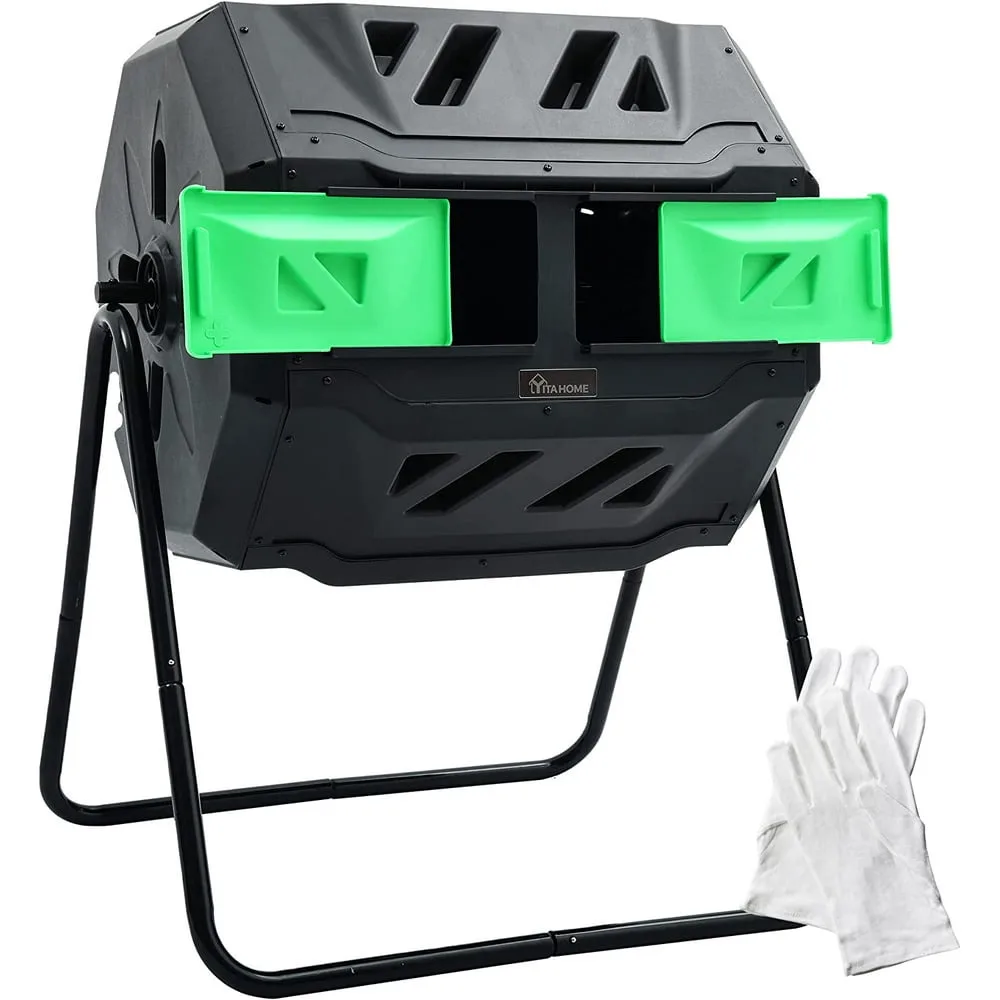 Large Outdoor Dual Bin Composter Tumbling, 43 Gallon Rotating Compost Bin With 2 Sliding Doors And Aeration System, Garden
Large Outdoor Dual Bin Composter Tumbling, 43 Gallon Rotating Compost Bin With 2 Sliding Doors And Aeration System, Garden