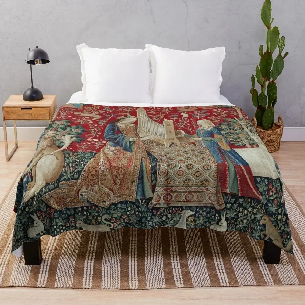 Lady and Unicorn Medieval Tapestry Five Senses - Hearing Throw Blanket Warm Comfortable Blanket Gift for Parents Friends
Lady and Unicorn Medieval Tapestry Five Senses - Hearing Throw Blanket Warm Comfortable Blanket Gift for Parents Friends