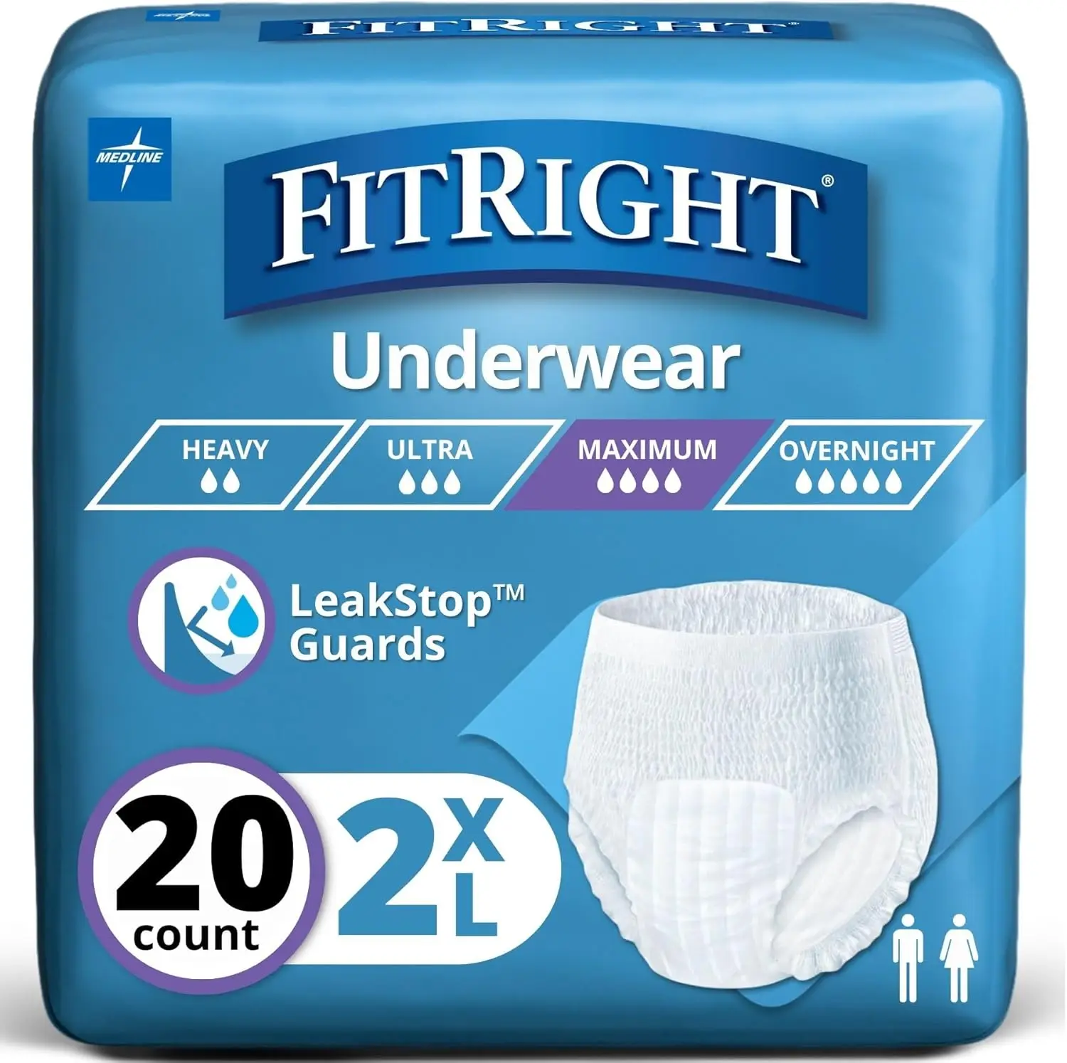 FitRight Adult Incontinence Underwear, Heavy Absorbency, XX-Large, 68-80 (20 Count)
FitRight Adult Incontinence Underwear, Heavy Absorbency, XX-Large, 68-80 (20 Count)
