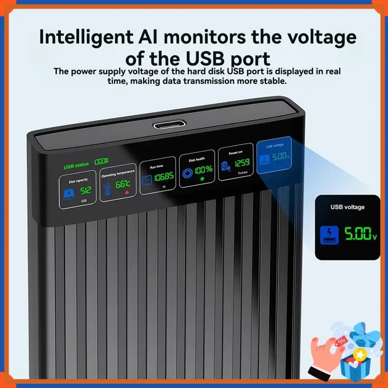 Compact 2.5 Inch SATA To Type-C External Hard Drive Chassis Intelligent Digital Display Adapter External HDD 512GB 6Gbps For PC
Compact 2.5 Inch SATA To Type-C External Hard Drive Chassis Intelligent Digital Display Adapter External HDD 512GB 6Gbps For PC
