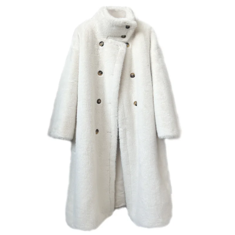 Winter high stand-up collar imitation mink fur extended fur coat loose large size double-breasted plush coat
Winter high stand-up collar imitation mink fur extended fur coat loose large size double-breasted plush coat