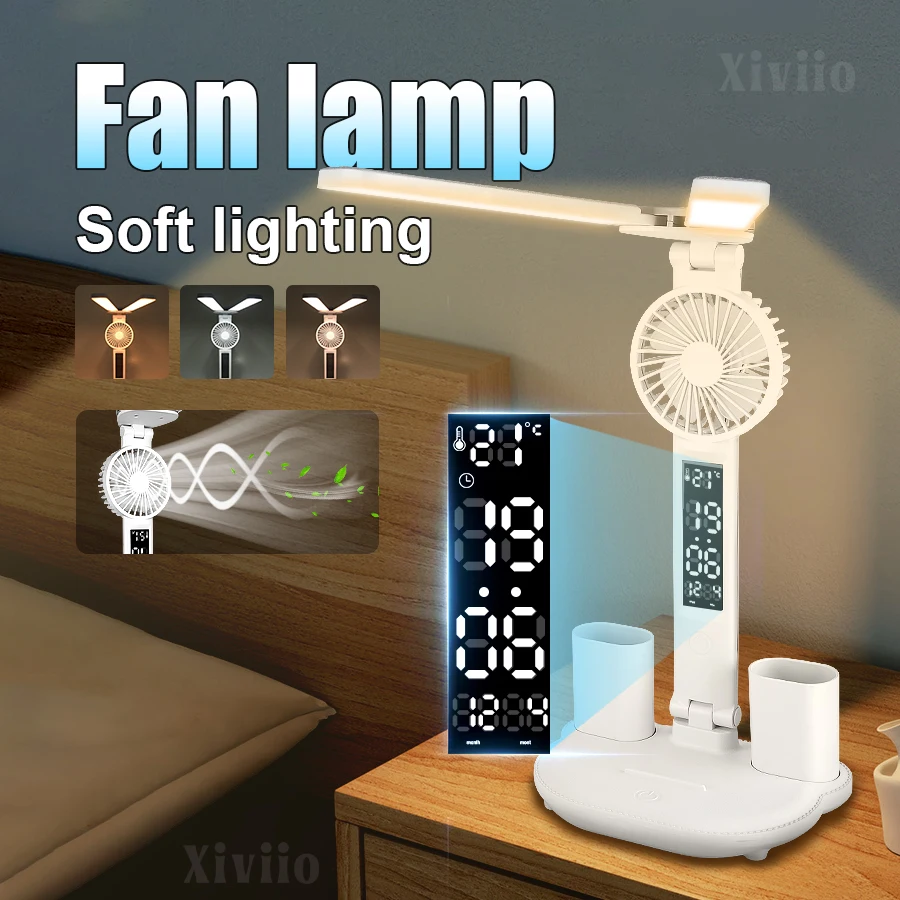 LED Clock Table Lamp USB Chargeable Dimmable Desk Lamp 2 Heads 180 Rotate Foldable Eye Protection Reading Night Light
LED Clock Table Lamp USB Chargeable Dimmable Desk Lamp 2 Heads 180 Rotate Foldable Eye Protection Reading Night Light