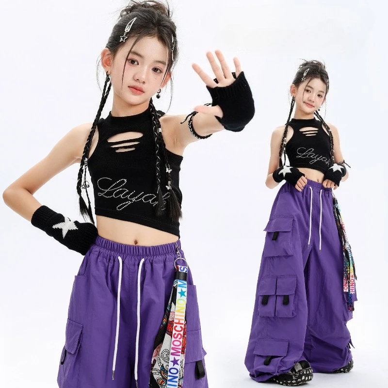 Girls Hip Hop Dance Clothes Sets Black Vest Top Cargo Pants Jazz Practice Clothing Summer Street Dance Outfit Group Stage Wear
Girls Hip Hop Dance Clothes Sets Black Vest Top Cargo Pants Jazz Practice Clothing Summer Street Dance Outfit Group Stage Wear