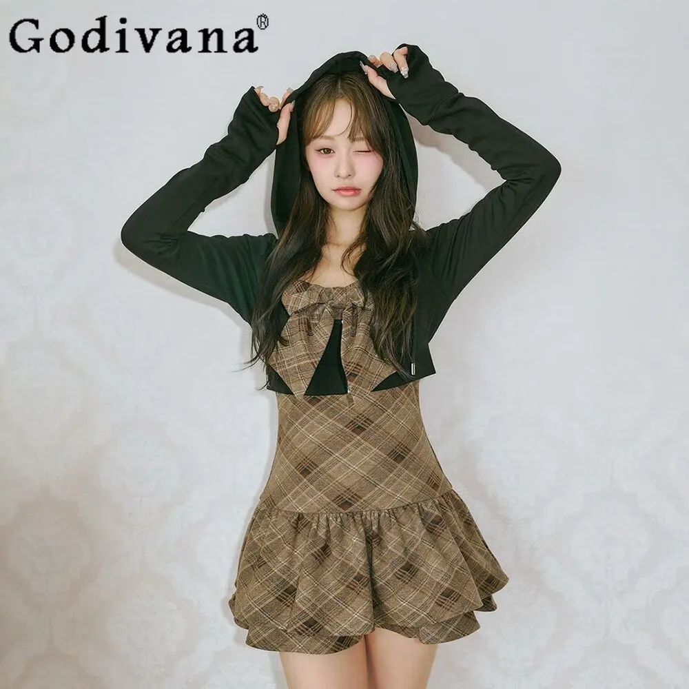 Japanese Style Sweet Woman's Dress Set Spring New Ladies Fashion Three-dimensional Bow Suspender Dress Hooded Top 2-piece Set
Japanese Style Sweet Woman's Dress Set Spring New Ladies Fashion Three-dimensional Bow Suspender Dress Hooded Top 2-piece Set