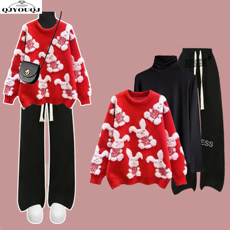 Large size women's autumn and winter set 2024 new Christmas sweater+waist cinched wide leg pants three piece set
Large size women's autumn and winter set 2024 new Christmas sweater+waist cinched wide leg pants three piece set