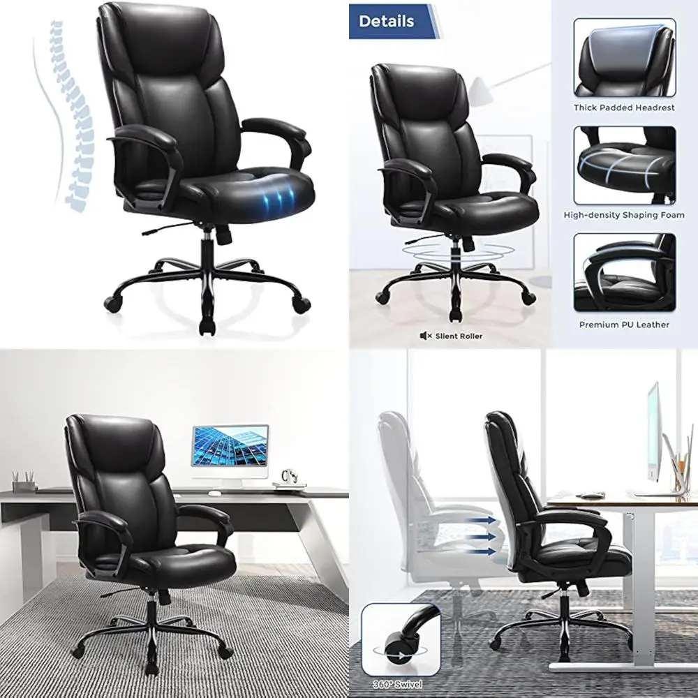 Ergonomic High-Back Swivel Office Chair Adjustable Rolling Task Chair for Home and Computer Work in PU Leather 
Ergonomic High-Back Swivel Office Chair Adjustable Rolling Task Chair for Home and Computer Work in PU Leather