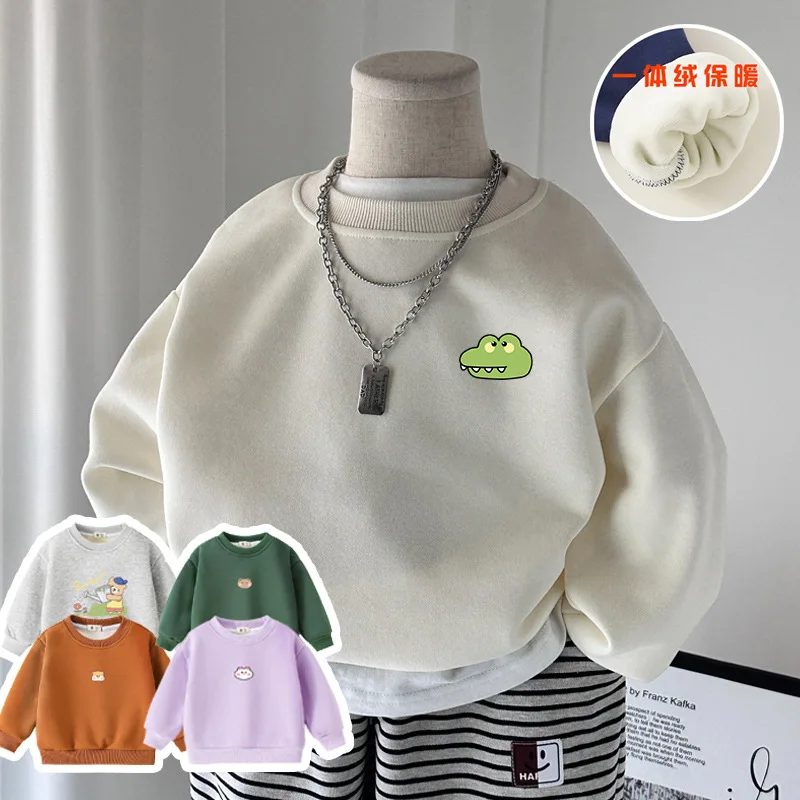 Children's casual round neck fleece hoodie winter clothing autumn and winter boys and girls baby warm top made of pure cotton
Children's casual round neck fleece hoodie winter clothing autumn and winter boys and girls baby warm top made of pure cotton