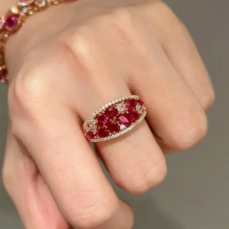 Light Luxury Shining Exquisite Ruby rings for women High quality Palace Style Romantic Water Drop Irregular Ring Wedding Jewelry
Light Luxury Shining Exquisite Ruby rings for women High quality Palace Style Romantic Water Drop Irregular Ring Wedding Jewelry