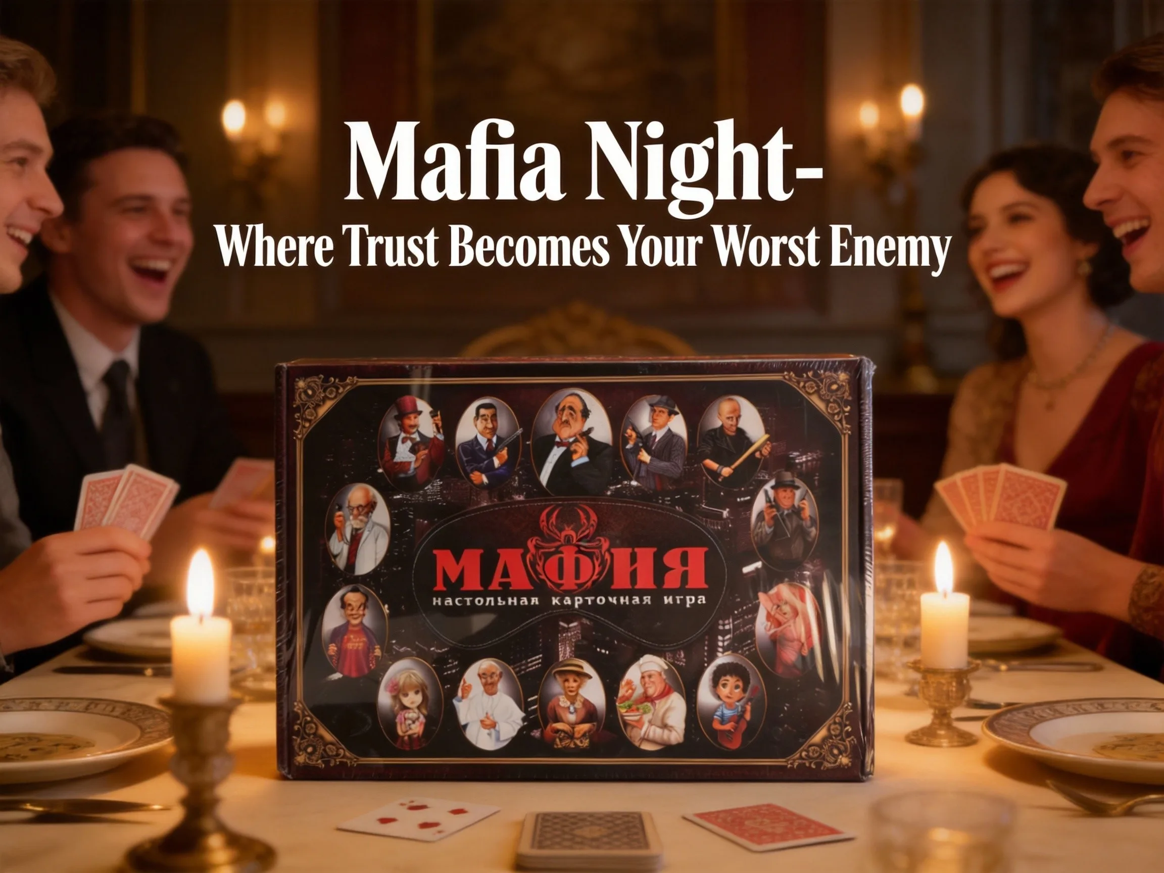 МАФИЯ - Классическая настольная игра для развития стратегического мышления и блистерного блефинга, веселое времяпровождение с друзьями.
МАФИЯ - Классическая настольная игра для развития стратегического мышления и блистерного блефинга, веселое времяпровождение с друзьями.