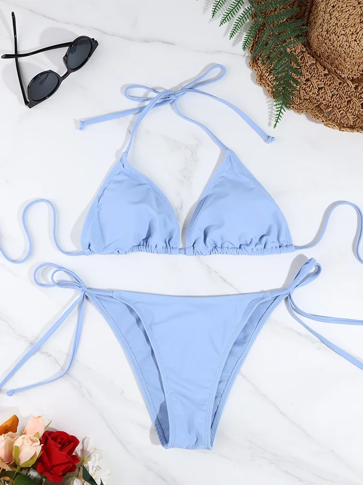 Женская пляжная одежда из 2 предметов, сексуальные женские стринги, комплект бикини, сплошной цвет, купальник с завязкой на шее, регулируемый бразильский купальник с разрезом на бретельках
Женская пляжная одежда из 2 предметов, сексуальные женские стринги, комплект бикини, сплошной цвет, купальник с завязкой на шее, регулируемый бразильский купальник с разрезом на бретельках