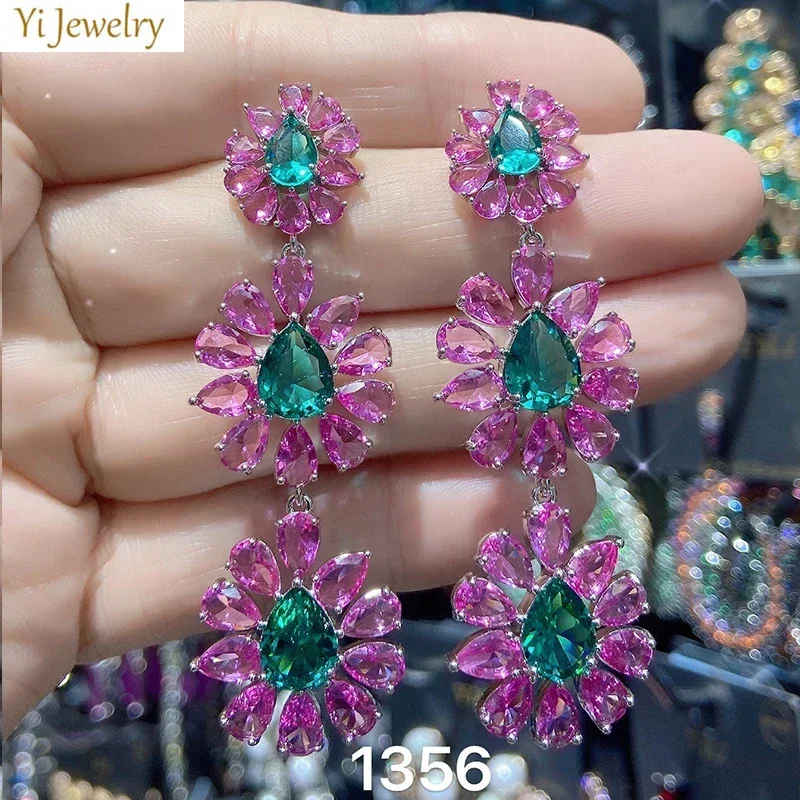 Long Dangle Earrings for Women Wedding Dinner Party Shiny Jewelry Colorful Cubic Zirconia Flower Earrings
Long Dangle Earrings for Women Wedding Dinner Party Shiny Jewelry Colorful Cubic Zirconia Flower Earrings