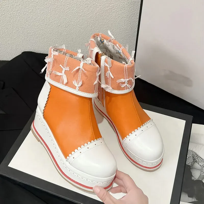 Orange Mixed Color Lace Ankle Sweet Girls Shoes Platform Hidden Heels Flats Shoes Women Plus Size 33-48 Winter Boots
Orange Mixed Color Lace Ankle Sweet Girls Shoes Platform Hidden Heels Flats Shoes Women Plus Size 33-48 Winter Boots