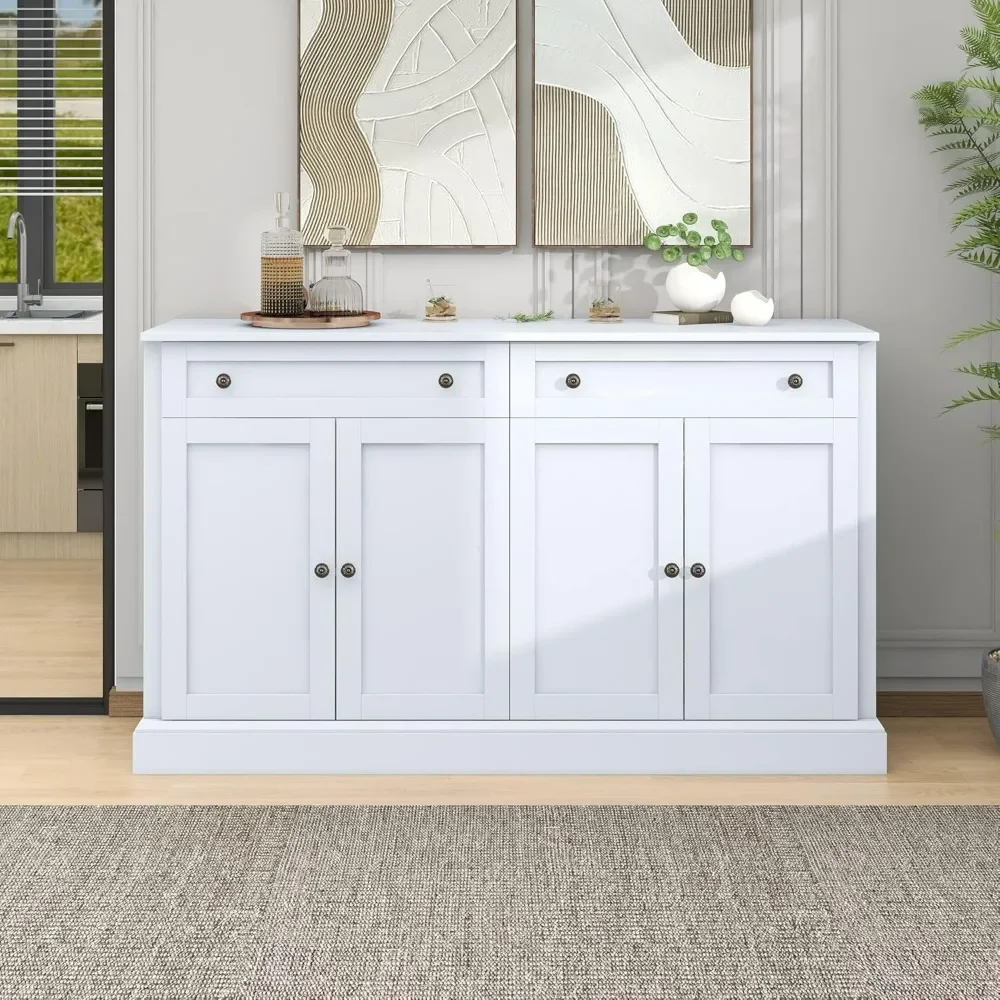 60" Accent Storage Cabinet with Two Drawers and Adjustable Shelves, 4 Doors, Modern Wooden Buffet Sideboard Storage Cabinets
60" Accent Storage Cabinet with Two Drawers and Adjustable Shelves, 4 Doors, Modern Wooden Buffet Sideboard Storage Cabinets