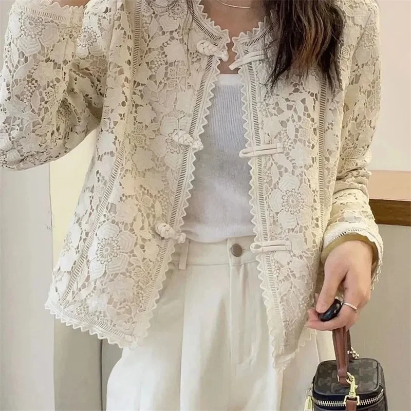 Lace Crocheted New Short Jacket Women's Long Sleeve Spring Dress With Chinese Style Women's Jacket Single-breasted Jacket Tide
Lace Crocheted New Short Jacket Women's Long Sleeve Spring Dress With Chinese Style Women's Jacket Single-breasted Jacket Tide