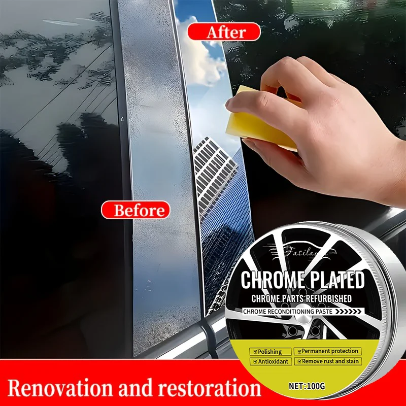 Хромированная ремонтная паста (включая губку) — восстановите оригинальный металлический блеск на автомобильных двери, руле и окнах, предотвращает оксид
Хромированная ремонтная паста (включая губку) — восстановите оригинальный металлический блеск на автомобильных двери, руле и окнах, предотвращает оксид