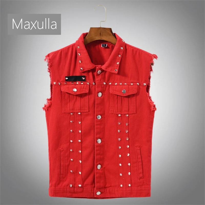 Maxulla Spring Summer Men's Denim Vest Fashion Red Cotton Sleeveless Jacket Outdoor Casual Retro Punk Style Men's Clothing
Maxulla Spring Summer Men's Denim Vest Fashion Red Cotton Sleeveless Jacket Outdoor Casual Retro Punk Style Men's Clothing