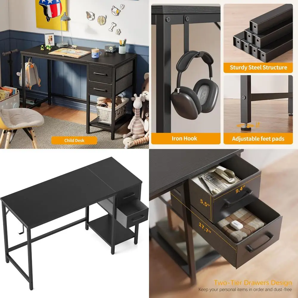 Compact 40 Inch Desk for Home Office, Dual Desks, Ideal for Study or Bedroom, Black
Compact 40 Inch Desk for Home Office, Dual Desks, Ideal for Study or Bedroom, Black