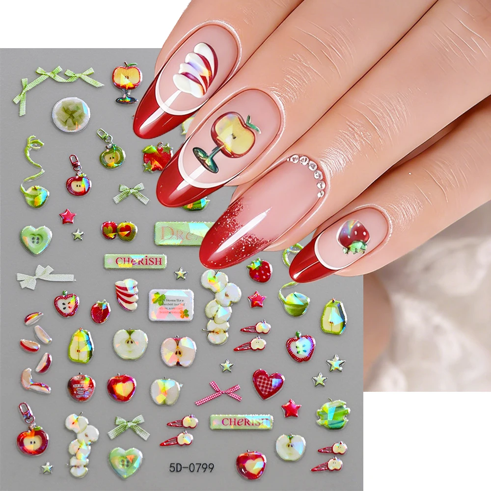5D голографические объемные наклейки для ногтей с милыми мультяшными яблоками, красные и зеленые яблоки, милые наклейки с бантиками для маникюра своими руками
5D голографические объемные наклейки для ногтей с милыми мультяшными яблоками, красные и зеленые яблоки, милые наклейки с бантиками для маникюра своими руками