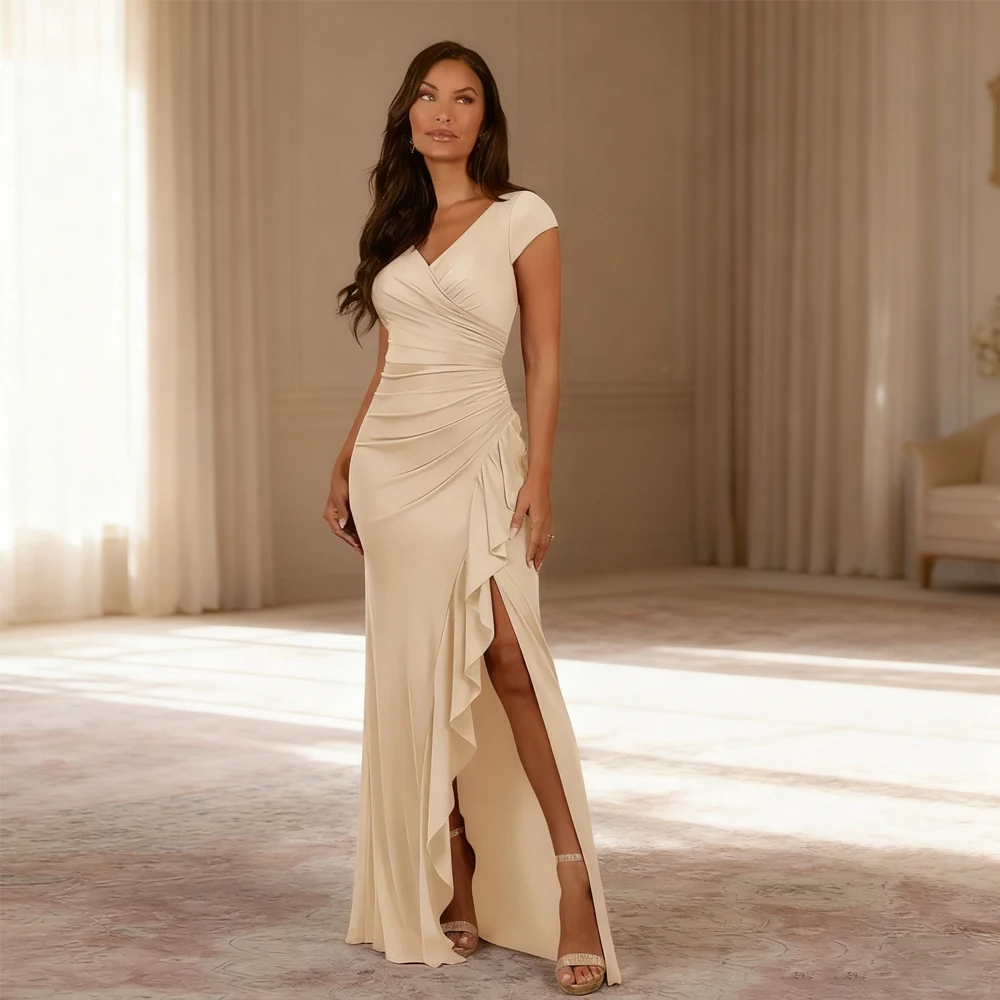 Fashion Mother of Bride Dresses for Women New Strapless Short Sleeve Wedding Party Dresses Pleat Ruffles 2025 Robe De Soirée
Fashion Mother of Bride Dresses for Women New Strapless Short Sleeve Wedding Party Dresses Pleat Ruffles 2025 Robe De Soirée