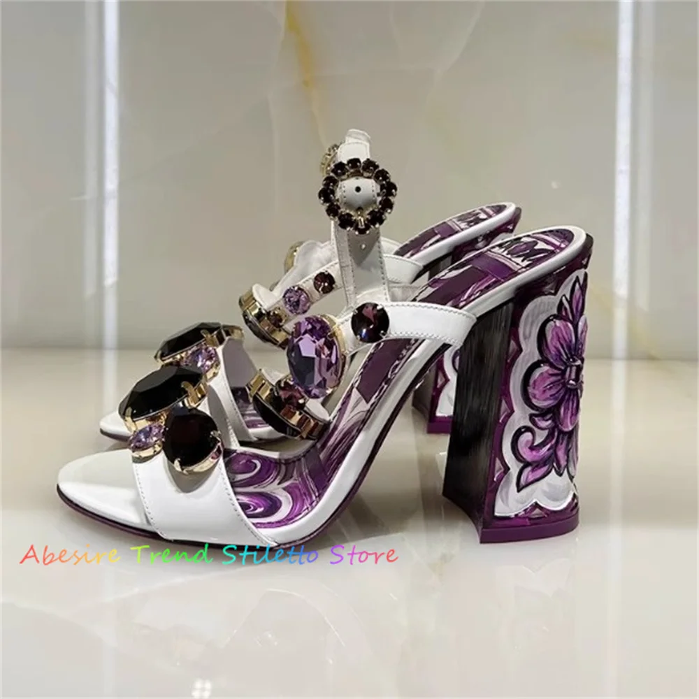 New Bohemian Purple Rhinestone Sandals Women Open Toe Chunky Heel Slingback Buckle Strap Elegant Retro Party Dress Shoes
New Bohemian Purple Rhinestone Sandals Women Open Toe Chunky Heel Slingback Buckle Strap Elegant Retro Party Dress Shoes