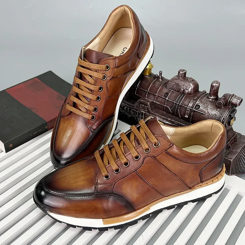 Mens Genuine Leather Casual Shoes Men's Oxfords Handmade Lace-Up Sneakers Vintage Flat Outdoor Daily Shoes Walking Flat Footwear
Mens Genuine Leather Casual Shoes Men's Oxfords Handmade Lace-Up Sneakers Vintage Flat Outdoor Daily Shoes Walking Flat Footwear