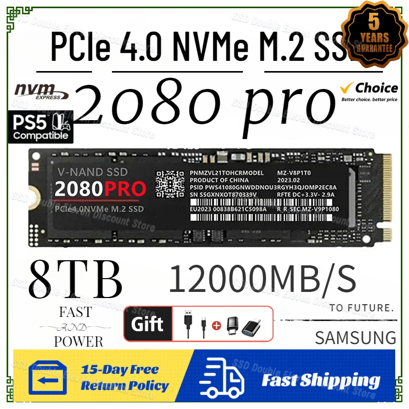 8 ТБ SSD Solid State 2080pro Жесткий диск Naff M.2 SSD Nvme PCIE 4.0 Max Read 12000 Мбит/с Игровой внутренний жесткий диск для ПК, ноутбука
8 ТБ SSD Solid State 2080pro Жесткий диск Naff M.2 SSD Nvme PCIE 4.0 Max Read 12000 Мбит/с Игровой внутренний жесткий диск для ПК, ноутбука