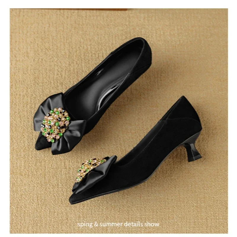 Women's Single Shoes with Heels Pointed Toe Thin Heels Colored Rhinestones High Heels Dress One Kick French Zapatillas De Mujer
Women's Single Shoes with Heels Pointed Toe Thin Heels Colored Rhinestones High Heels Dress One Kick French Zapatillas De Mujer