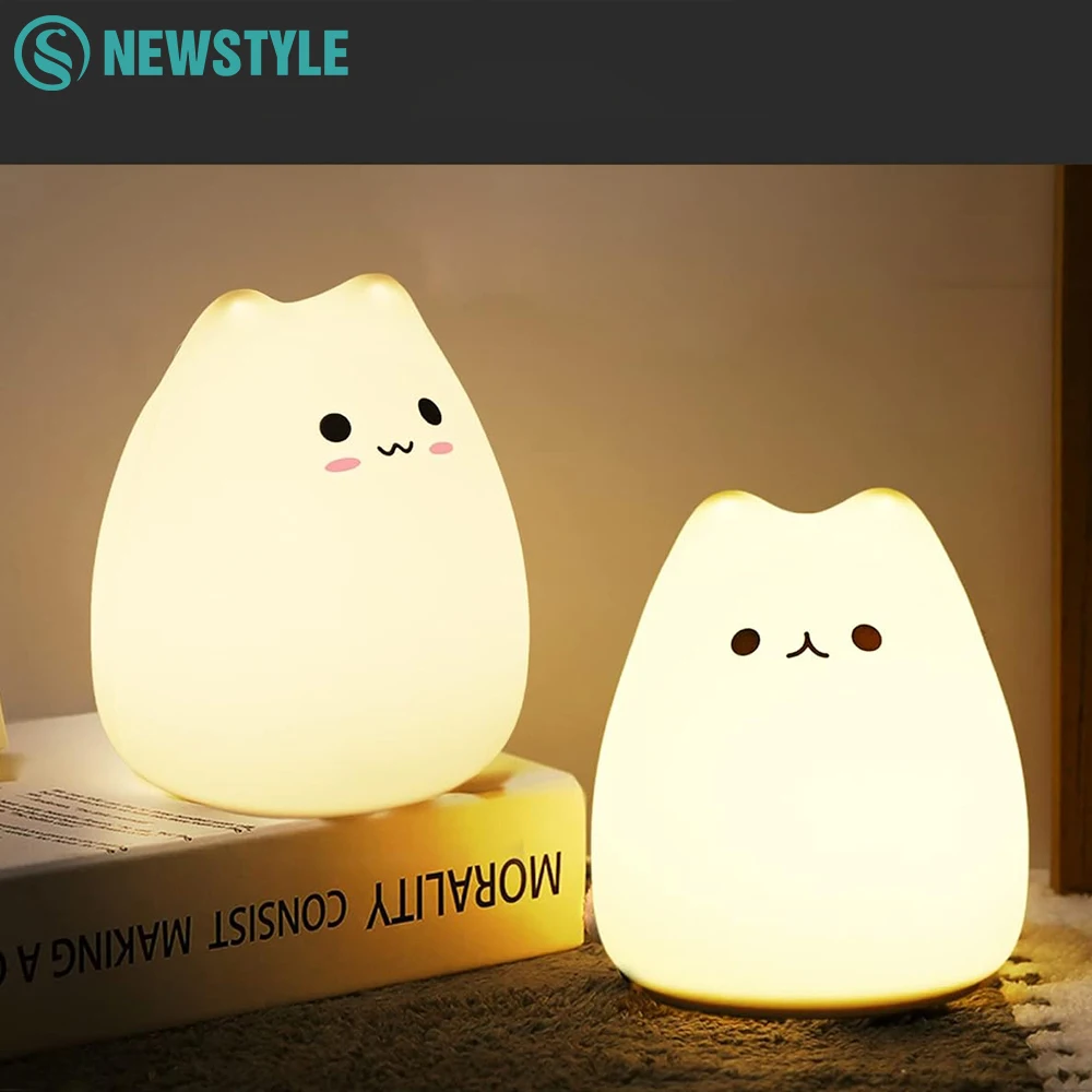 Cute Cat Night Light For Kids Silicone 7-Color Nursery Sleeping Lamp Tap Control Besides Lamp For Bedroom Decor Lighting
Cute Cat Night Light For Kids Silicone 7-Color Nursery Sleeping Lamp Tap Control Besides Lamp For Bedroom Decor Lighting