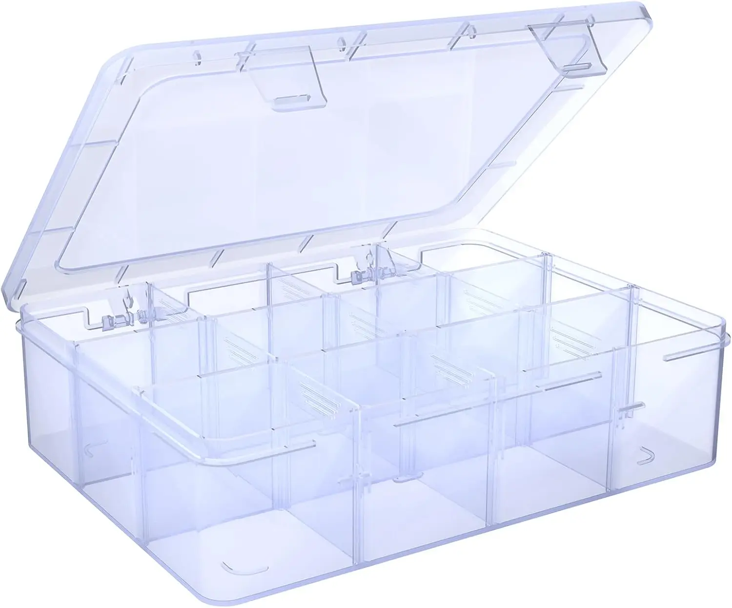 12 Grid Clear Plastic Organizer Box with Removable Dividers, 8.8"x6.4"x2"
12 Grid Clear Plastic Organizer Box with Removable Dividers, 8.8"x6.4"x2"