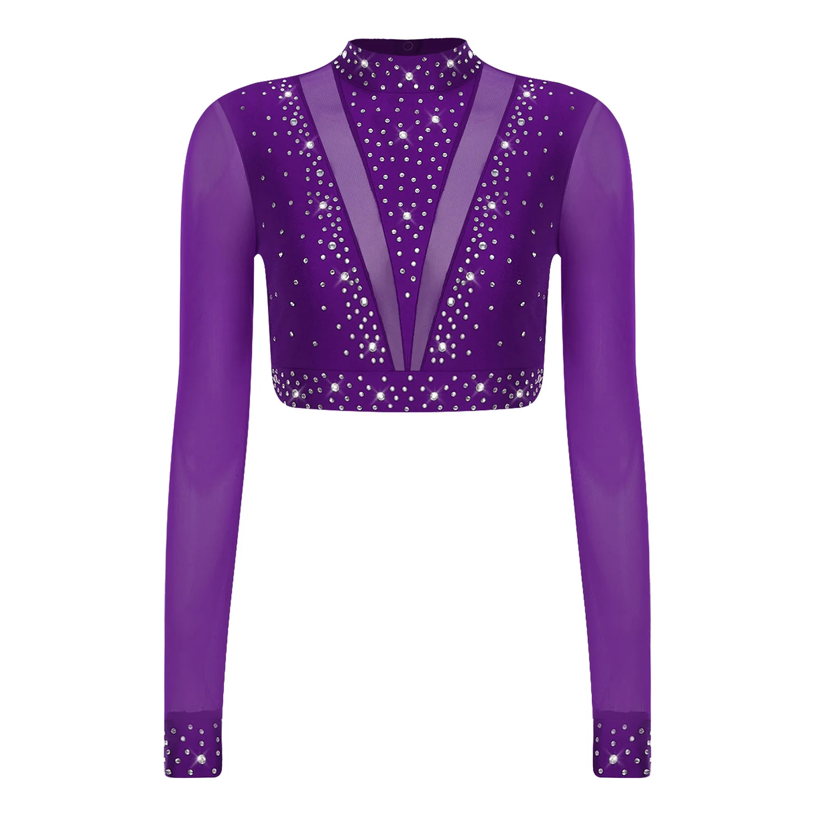 Womens Modern Lyrical Dance Costume Sheer Mesh Long Sleeve Back Hollow Out Crop Tops for Ballet Belly Dance Stage Performance
Womens Modern Lyrical Dance Costume Sheer Mesh Long Sleeve Back Hollow Out Crop Tops for Ballet Belly Dance Stage Performance