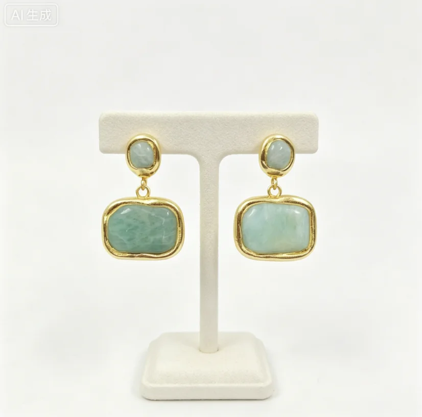 WT-E753 New Classic Natural Amozonite Stone Randomly Colored With 18k Gold Plating Square Shape Earring For Women Decorated
WT-E753 New Classic Natural Amozonite Stone Randomly Colored With 18k Gold Plating Square Shape Earring For Women Decorated
