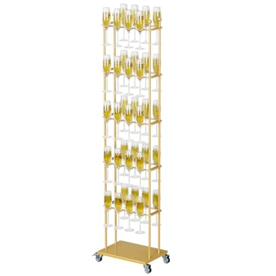 Champagne Wall for Party, 5 Tier Movable Champagne Wall Holder with 40 Glass Holders, Metal Champagne Tower Stand, Wine Glass S
Champagne Wall for Party, 5 Tier Movable Champagne Wall Holder with 40 Glass Holders, Metal Champagne Tower Stand, Wine Glass S