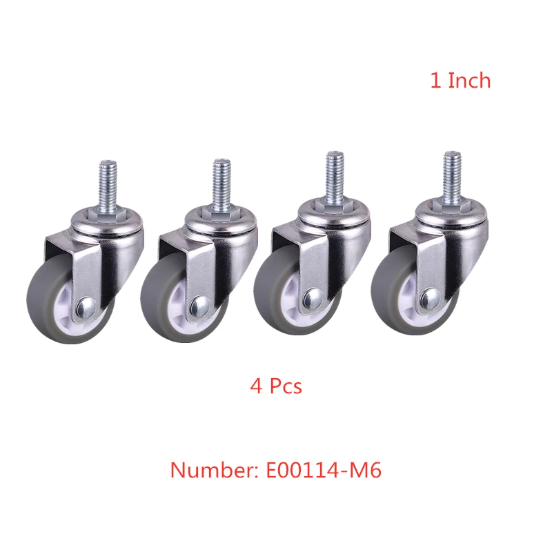 4 Pcs/Lot Casters 1 Inch Gray Tpe Screw Caster, M6 Silent Wheel, Diameter25mm Household Universal Wheel
4 Pcs/Lot Casters 1 Inch Gray Tpe Screw Caster, M6 Silent Wheel, Diameter25mm Household Universal Wheel