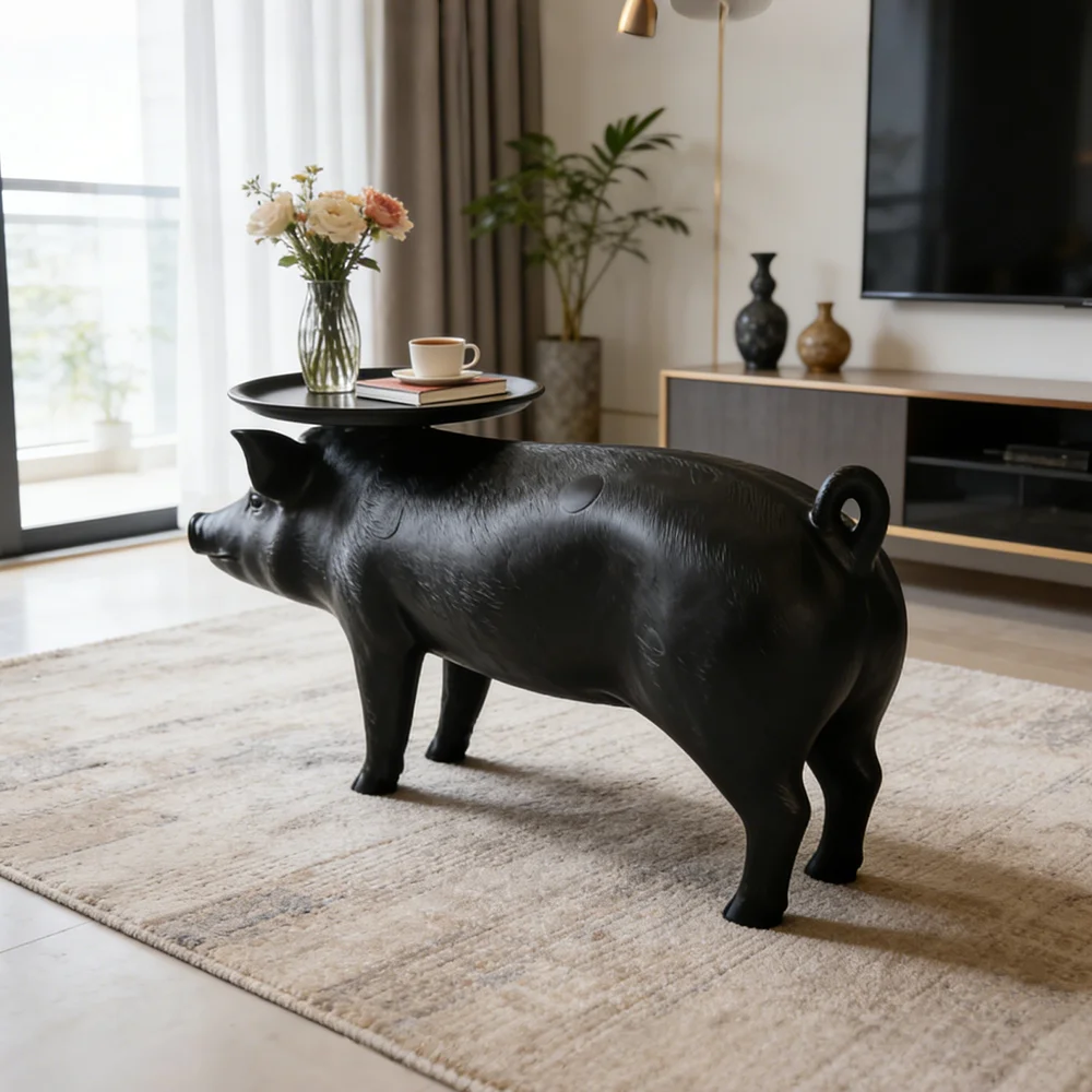 Modern Black Pig Coffee Table Fiberglass Animal Side Desk Living Room Decor Nordic Creative Indoor Furniture Nightstand
Modern Black Pig Coffee Table Fiberglass Animal Side Desk Living Room Decor Nordic Creative Indoor Furniture Nightstand