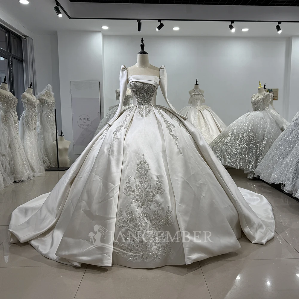 Glitter Sequins Bridal Gown Luxury Ball Gown Bride Long Sleeves Wedding Dress Square Collar Customized Vestidos De Novia
Glitter Sequins Bridal Gown Luxury Ball Gown Bride Long Sleeves Wedding Dress Square Collar Customized Vestidos De Novia