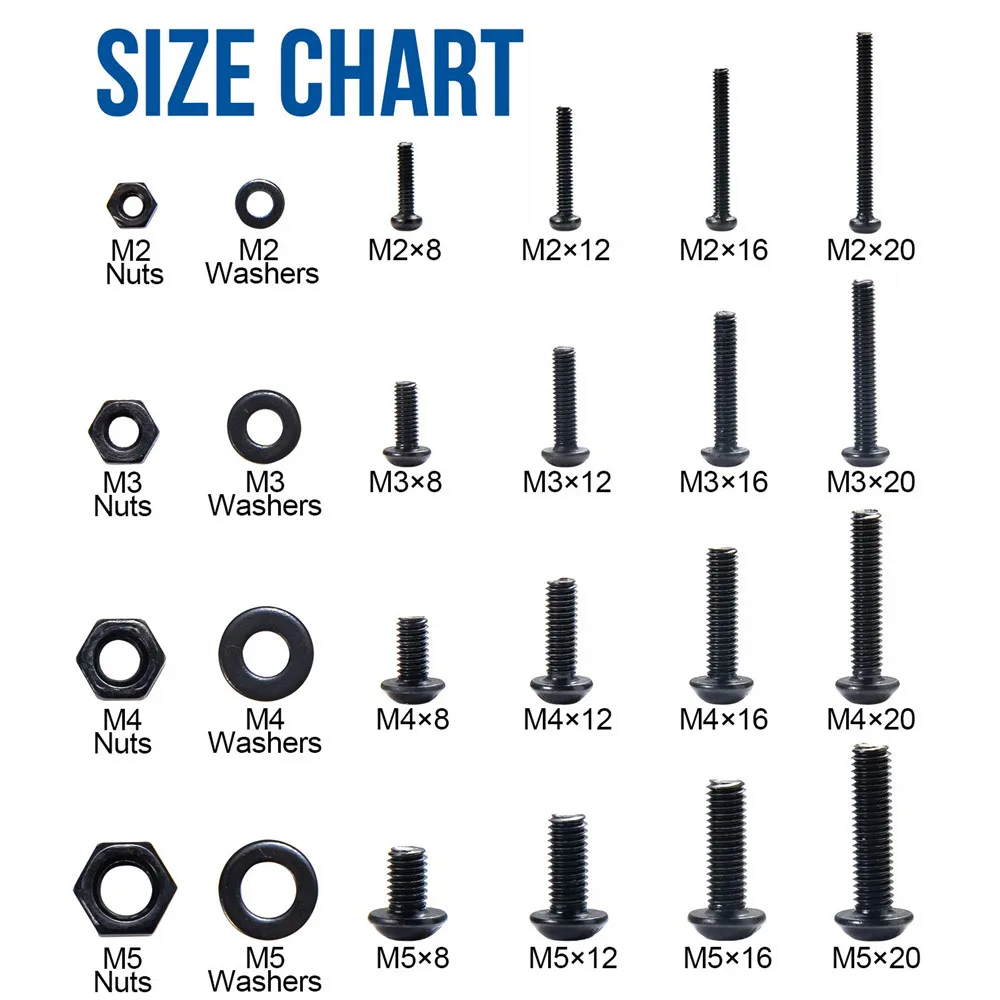 1060pcs M2 M3 M4 M5 Hex Socket Screw Set Carbon Steel Flat Round Cap Head Screws Bolts and Nuts Assortment Kit with Storage Box
1060pcs M2 M3 M4 M5 Hex Socket Screw Set Carbon Steel Flat Round Cap Head Screws Bolts and Nuts Assortment Kit with Storage Box