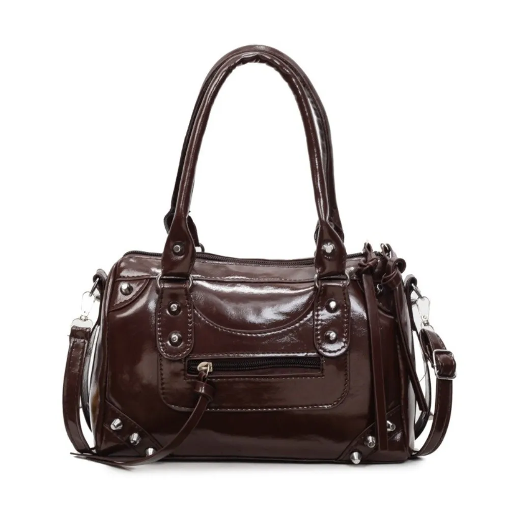 Fashion Rivets Pillow Bag Large Capacity Zipper Single Shoulder Bag Patent Leather Top Handle Crossbody Women's Bag Women
Fashion Rivets Pillow Bag Large Capacity Zipper Single Shoulder Bag Patent Leather Top Handle Crossbody Women's Bag Women