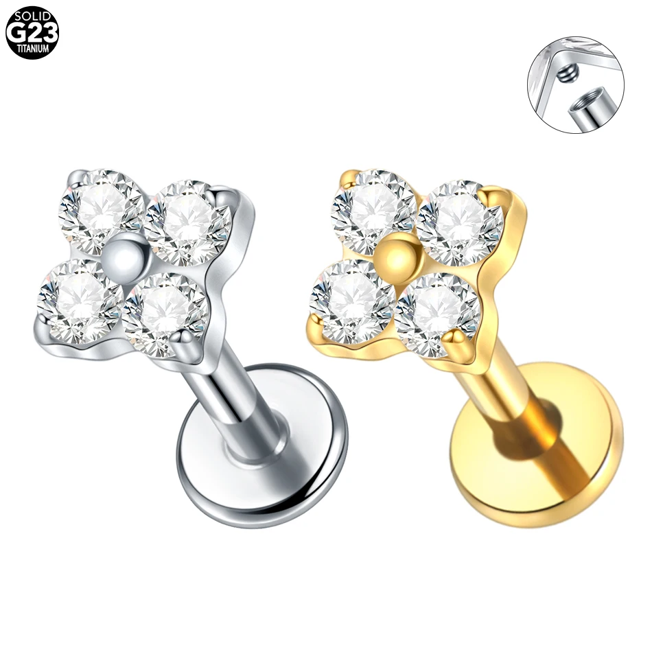 1/5pcs Titanium 4 Round CZ Flower Helix Stud Earrings Flat Back Lobe Tragus Labret Piercing Body Jewelry for Women
1/5pcs Titanium 4 Round CZ Flower Helix Stud Earrings Flat Back Lobe Tragus Labret Piercing Body Jewelry for Women