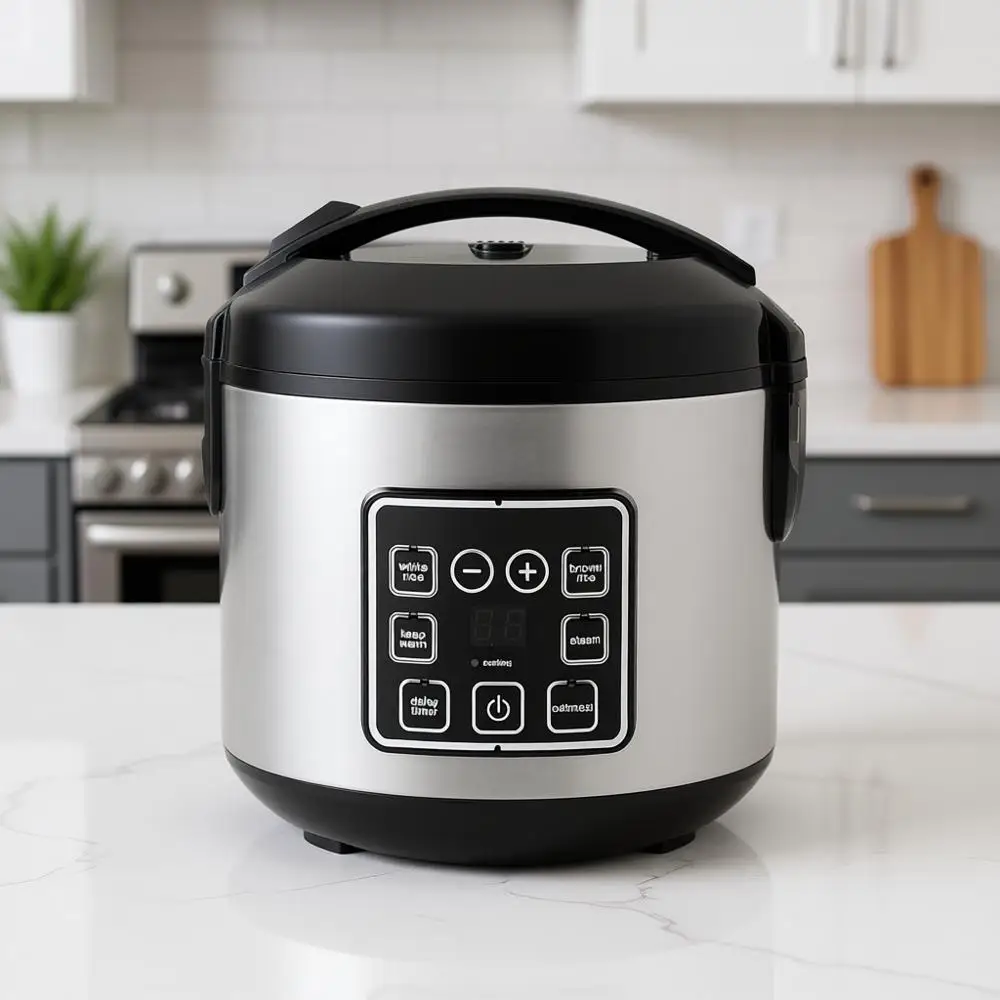 Цифровая мультиварка для приготовления риса и круп на 8 чаш, с антипригарной внутренней чашей, функцией приготовления на пару, для белого и бурого риса, с функцией поддержания тепла
Цифровая мультиварка для приготовления риса и круп на 8 чаш, с антипригарной внутренней чашей, функцией приготовления на пару, для белого и бурого риса, с функцией поддержания тепла
